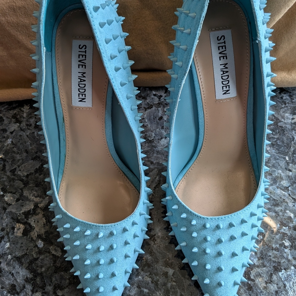 Steve Madden Turquoise Spike Pointed-Toe Heels - Picture 5 of 8